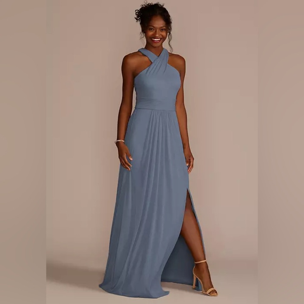 Criss cross high neck dress